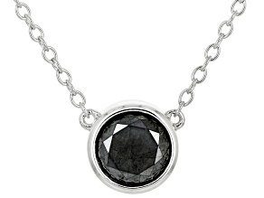 Pre-Owned Black Diamond Rhodium Over Sterling Silver Solitaire Necklace 1.00ctw