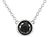 Pre-Owned Black Diamond Rhodium Over Sterling Silver Solitaire Necklace 1.00ctw