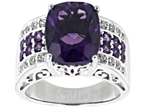 Pre-Owned Purple Amethyst  Rhodium Over Sterling Silver Ring 4.87ctw