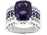 Pre-Owned Purple Amethyst  Rhodium Over Sterling Silver Ring 4.87ctw