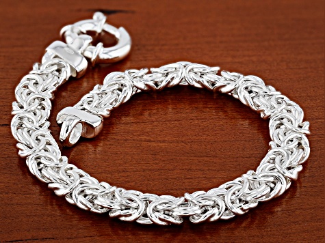 Pre-Owned Sterling Silver 8.6MM Byzantine Link Bracelet