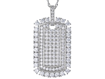 Picture of Pre-Owned White Cubic Zirconia Rhodium Over Sterling Silver Pendant With Chain 5.53ctw