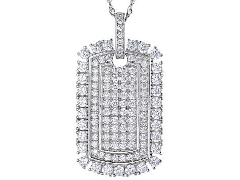 Pre-Owned White Cubic Zirconia Rhodium Over Sterling Silver Pendant With Chain 5.53ctw