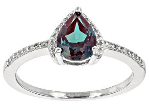Pre-Owned Blue Lab Created Alexandrite Rhodium Over Silver Ring 1.36ctw