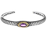 Pre-Owned Amethyst Sterling Silver With 18K Gold Accent Cuff Bracelet 1.50ct