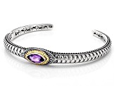 Pre-Owned Amethyst Sterling Silver With 18K Gold Accent Cuff Bracelet 1.50ct