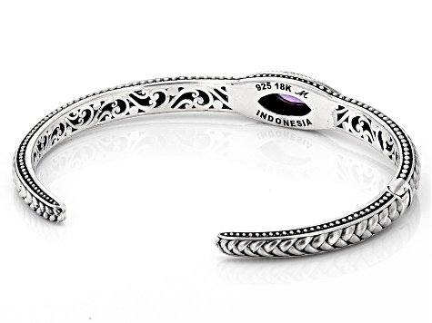Pre-Owned Amethyst Sterling Silver With 18K Gold Accent Cuff Bracelet 1.50ct