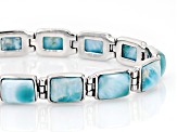 Pre-Owned Blue larimar Rhodium Over Sterling Silver Tennis Bracelet