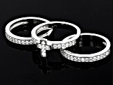 Pre-Owned White Cubic Zirconia Platinum Over Sterling Silver Cross Ring Set 1.20ctw