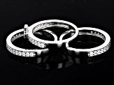 Pre-Owned White Cubic Zirconia Platinum Over Sterling Silver Cross Ring Set 1.20ctw