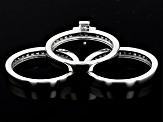 Pre-Owned White Cubic Zirconia Platinum Over Sterling Silver Cross Ring Set 1.20ctw