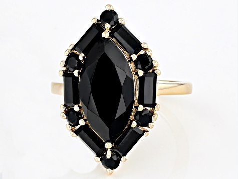 Pre-Owned Black Spinel 18k Yellow Gold Over Sterling Silver Ring 6.29ctw