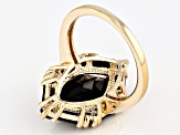 Pre-Owned Black Spinel 18k Yellow Gold Over Sterling Silver Ring 6.29ctw