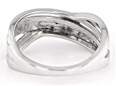 Pre-Owned Black And White Diamond Accent Rhodium Over Sterling Silver Crossover Band Ring
