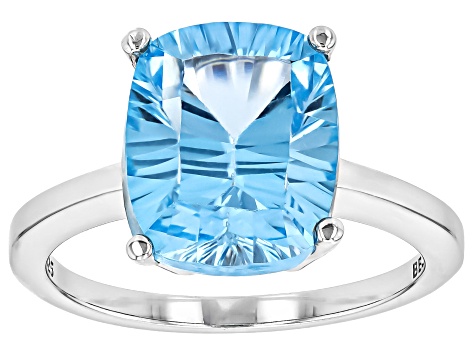 Pre-Owned Sky Blue Topaz Rhodium Over Sterling Silver Solitaire Ring 5.00ct