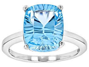 Pre-Owned Sky Blue Topaz Rhodium Over Sterling Silver Solitaire Ring 5.00ct
