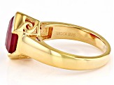 Pre-Owned Lab Created Ruby 18k Yellow Gold Over Sterling Silver Ring 4.50ct