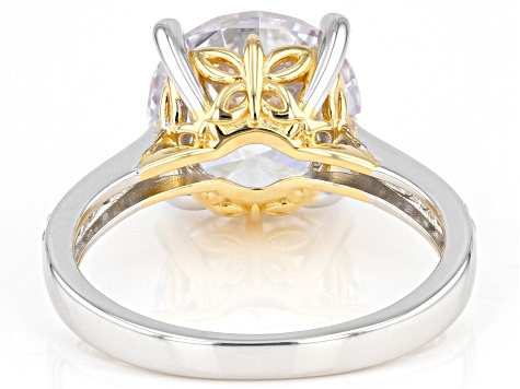 Pre-Owned White Cubic Zirconia Rhodium And 18k Yellow Gold Over Sterling Silver Butterfly Ring 8.41c