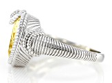 Pre-Owned Judith Ripka Canary & White Cubic Zirconia Rhodium Over Sterling Silver Romance Ring 9.55c