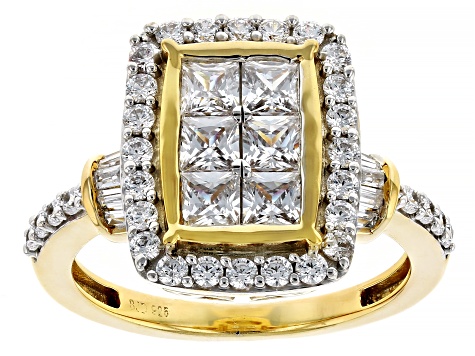 Pre-Owned White Cubic Zirconia 18k Yellow Gold Over Sterling Silver Ring 2.50ctw