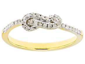 Pre-Owned White Diamond 14k Yellow Gold Over Sterling Silver Knot Ring 0.17ctw