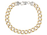 Pre-Owned Sterling Silver & 18k Yellow Gold Over Sterling Silver 8mm Diamond-Cut Curb Link Bracelet