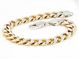 Pre-Owned Sterling Silver & 18k Yellow Gold Over Sterling Silver 8mm Diamond-Cut Curb Link Bracelet