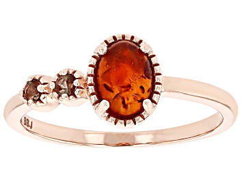 Picture of Pre-Owned Orange Amber 10k Rose Gold Ring