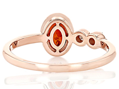 Pre-Owned Orange Amber 10k Rose Gold Ring