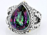 Pre-Owned Magic Green™ Quartz Sterling Silver & 18K Gold Accent Solitaire Ring 6.30ctw