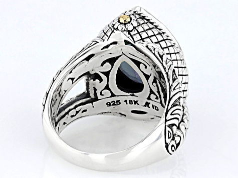 Pre-Owned Magic Green™ Quartz Sterling Silver & 18K Gold Accent Solitaire Ring 6.30ctw