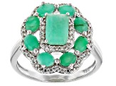Pre-Owned Green Sakota Emerald Rhodium Over Sterling Silver Ring 2.84ctw