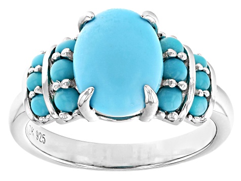 Pre-Owned Sleeping Beauty Turquoise Rhodium Over Sterling Silver Ring