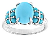 Pre-Owned Sleeping Beauty Turquoise Rhodium Over Sterling Silver Ring