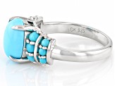 Pre-Owned Sleeping Beauty Turquoise Rhodium Over Sterling Silver Ring