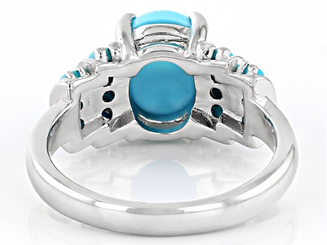 Pre-Owned Sleeping Beauty Turquoise Rhodium Over Sterling Silver Ring