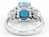 Pre-Owned Sleeping Beauty Turquoise Rhodium Over Sterling Silver Ring