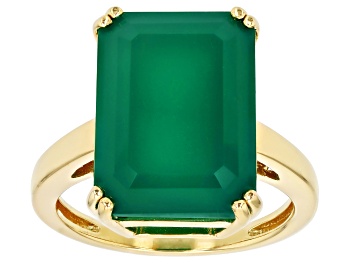 Picture of Pre-Owned Green Onyx 18k Yellow Gold Over Sterling Silver Ring