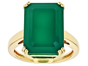 Pre-Owned Green Onyx 18k Yellow Gold Over Sterling Silver Ring