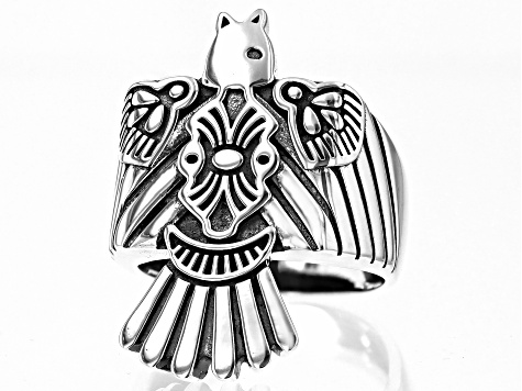 Pre-Owned Oxidized Sterling Silver "Thunderbird"Ring