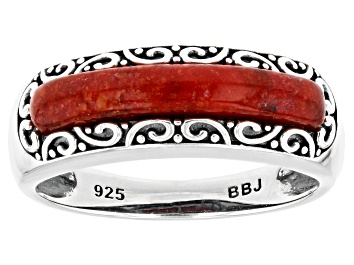 Picture of Pre-Owned Red Coral Sterling Silver Band Ring