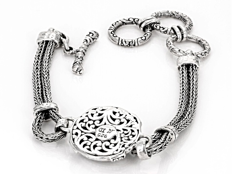 Pre-Owned Sterling Silver Filigree & Hammered Toggle