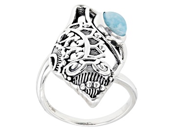 Picture of Pre-Owned Larimar Sterling Silver Seashell Ring