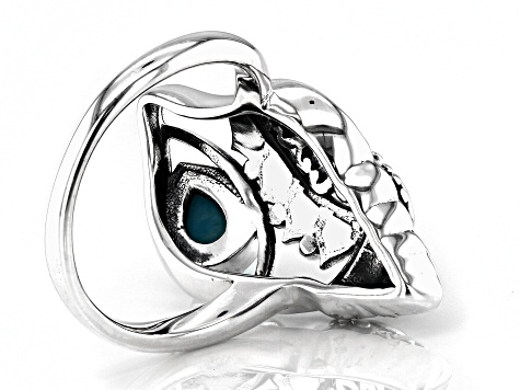 Pre-Owned Larimar Sterling Silver Seashell Ring
