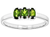 Pre-Owned Russian Chrome Diopside Rhodium Over Sterling Silver Ring 0.61Ctw
