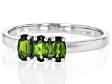 Pre-Owned Russian Chrome Diopside Rhodium Over Sterling Silver Ring 0.61Ctw