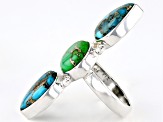 Pre-Owned Multi-Color Turquoise Sterling Silver Ring