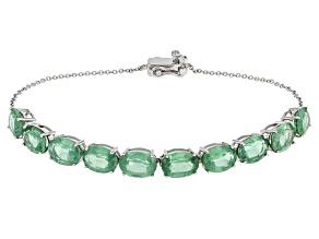 Pre-Owned Green Mint Kyanite Rhodium Over 10k White Gold Bracelet 12.04ctw
