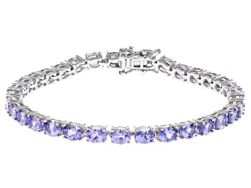 Picture of Pre-Owned Blue Tanzanite Rhodium Over Sterling Silver Tennis Bracelet 10.71ctw