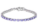 Pre-Owned Blue Tanzanite Rhodium Over Sterling Silver Tennis Bracelet 10.71ctw